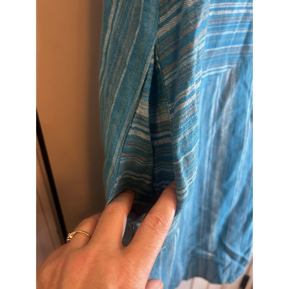 For Cynthia 3X Blue Striped Linen Blend Sleeveless Pocket Shift Dress Plus NWT - Picture 4 of 15